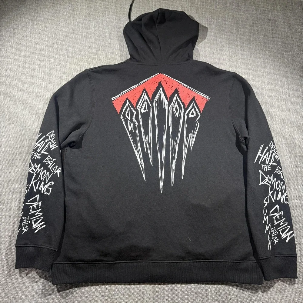 Finn Balor Hoodie‎ Mens XL Black Full Zip Summon The Demon King Graphic WWE